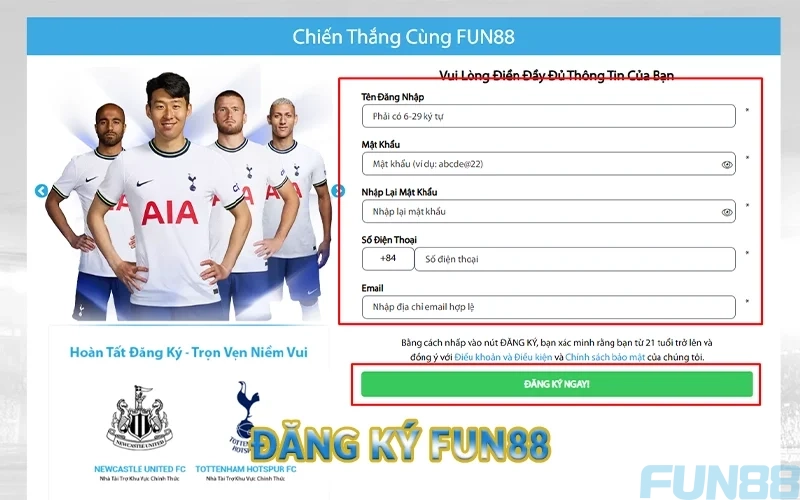 Đăng ký Fun88 - Thao tác gia nhập nhà cái chi tiết 1 Đăng ký Fun88