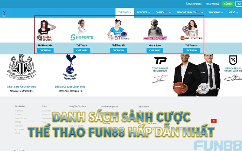 Thể Thao Fun88 - Dự đoán trận đấu nhận thưởng lớn 2 Danh sách sảnh cược Thể Thao Fun88 hấp dẫn nhất