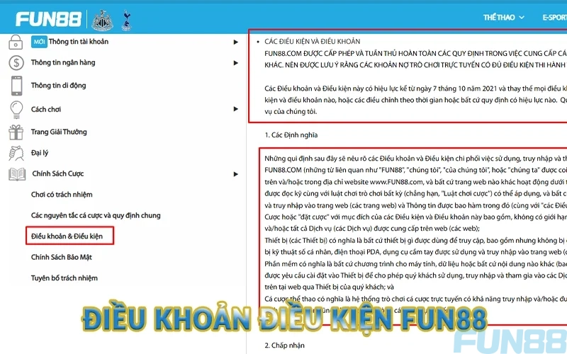 Điều khoản điều kiện Fun88 khi sử dụng dịch vụ 1 Điều khoản điều kiện Fun88
