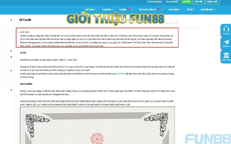 Giới thiệu Fun88 - Sứ mệnh phát triển trong năm 2025 1 giới thiệu Fun88