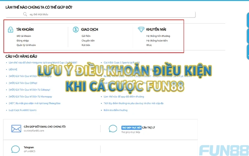 Điều khoản điều kiện Fun88 khi sử dụng dịch vụ 2 Lưu ý điều khoản điều kiện khi cá cược Fun88